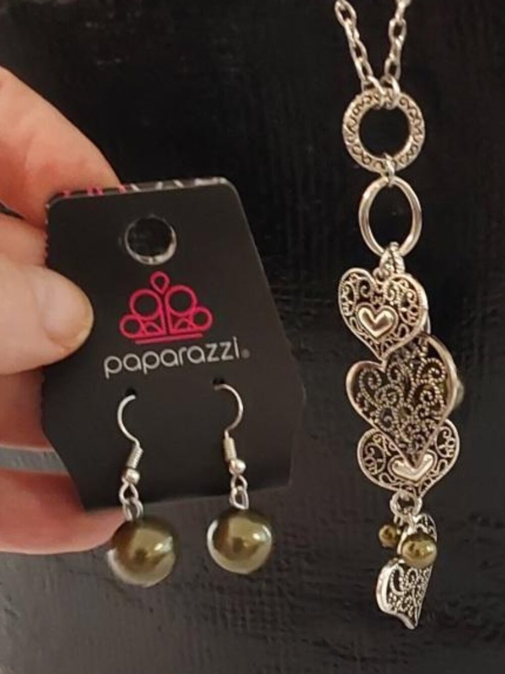 Paparazzi Filigree Heart Charm Necklace and Earring Set